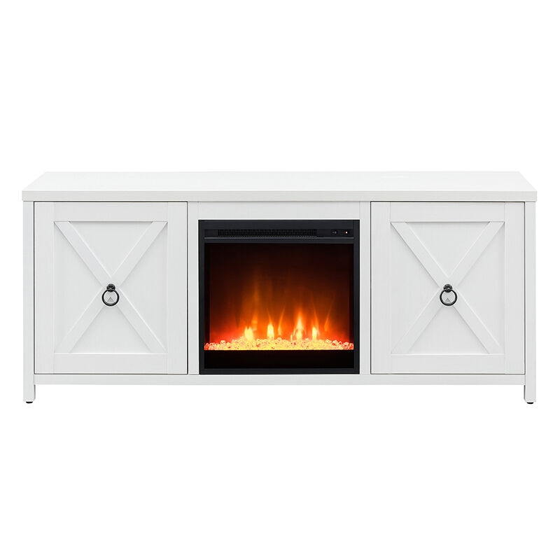Hudson & Canal Granger 58" TV Stand With Crystal Fireplace Insert-Matte White, , hires