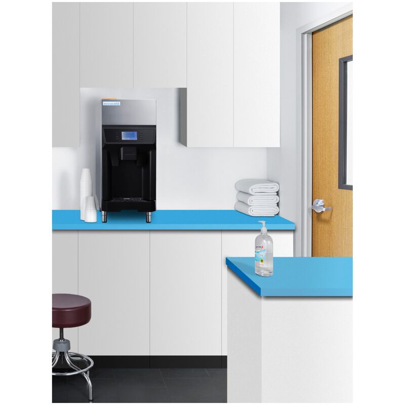 Summit Accucold 14 in. Commercial-Use Ice Maker with 6.2 lb. Ice Storage, Auto-Defrost & Digital Control - Stainless Steel/Black, , hires