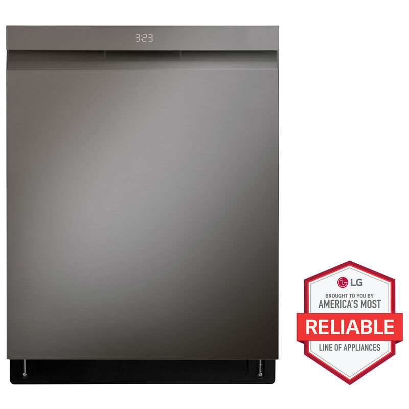 LG 24 in. Smart Built-In Dishwasher with Top Control, 46 dBA Sound Level, 15 Place Settings, 9 Wash Cycles & Sanitize Cycle - PrintProof Black Stainless Steel, PrintProof Black Stainless Steel, hires