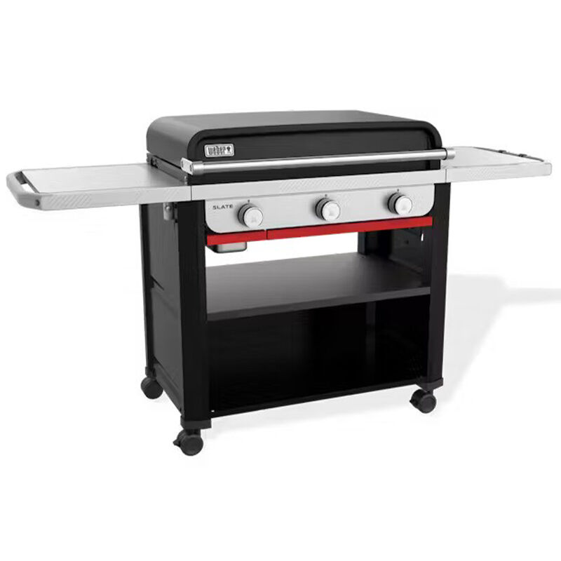Weber Slate 30 in. Liquid Propane Gas Flat Top Griddle with Side Tables - Black, , hires