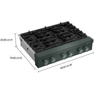 KitchenAid Commercial-Style 36 in. 6-Burner Natural Gas Rangetop with Simmer Burner & Power Burner - Juniper, , hires