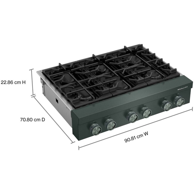 KitchenAid Commercial-Style 36 in. 6-Burner Natural Gas Rangetop with Simmer Burner & Power Burner - Juniper, , hires