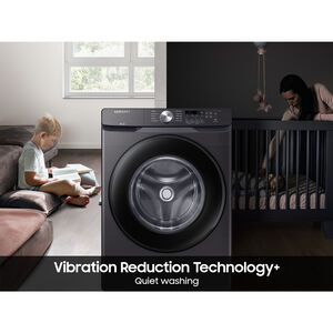 Samsung 27 in. 4.5 cu. ft. Stackable Front Load Washer with Sanitize Cycle & Vibration Reduction Technology - Brushed Black, Brushed Black, hires