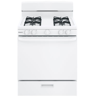 Hotpoint 30 in. 4.8 cu. ft. Oven Freestanding Gas Range with 4 Sealed Burners - White | RGBS300DMWW