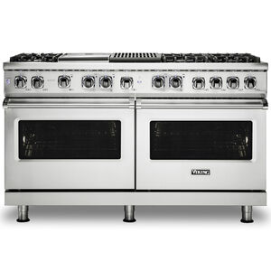 Viking 5 Series 60 in. 9.4 cu. ft. Convection Double Oven Freestanding Dual Fuel Range with 6 Sealed Burners, Grill & Griddle - Stainless Steel, , hires