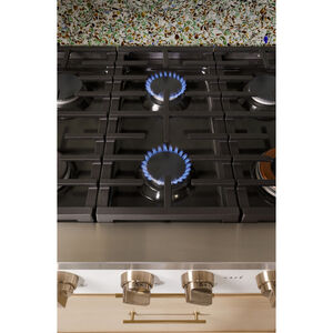Cafe Commercial-Style 36 in. 6-Burner Natural Gas Rangetop with Simmer & Power Burners - Matte White, Matte White, hires