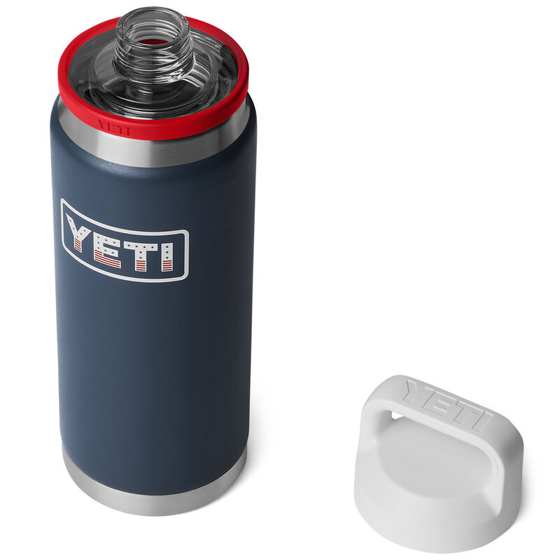 YETI Rambler 26 oz Bottle with Chug Cap - Navy Blue Patriotic Badge, , hires