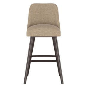 Skyline Furniture Modern Mid Century Bar Stool in Linen Fabric - Sandstone, Sandstone, hires