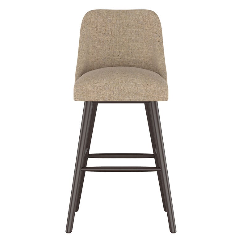 Skyline Furniture Modern Mid Century Bar Stool in Linen Fabric - Sandstone, Sandstone, hires