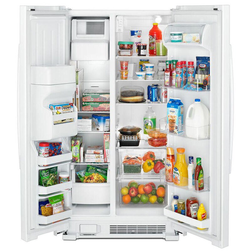 Amana 36 in. 24.6 cu. ft. Side-by-Side Refrigerator With External Ice & Water Dispenser - White, White, hires