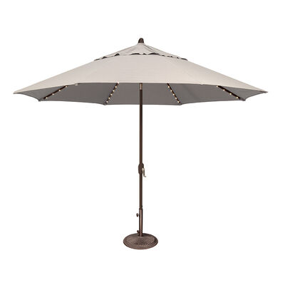 SimplyShade Lanai Pro 11' Octagon Auto Tilt Market Umbrella in Sunbrella Fabric with Built-In StarLights - Natural | SSUM81SL404