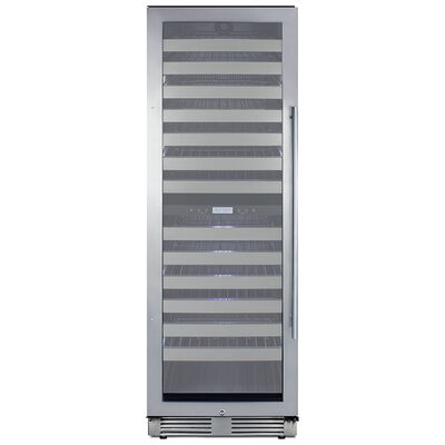 Summit 24 in. Full-Size Built-In or Freestanding Wine Cooler with 163 Bottle Capacity, Dual Temperature Zones & Digital Control - Stainless Steel | SWCP2163LHD