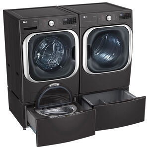 LG 29 in. 9.0 cu. ft. Smart Stackable Electric Dryer with Built-In Intelligence, TurboSteam Technology & Sensor Dry - Black Steel, Black Steel, hires