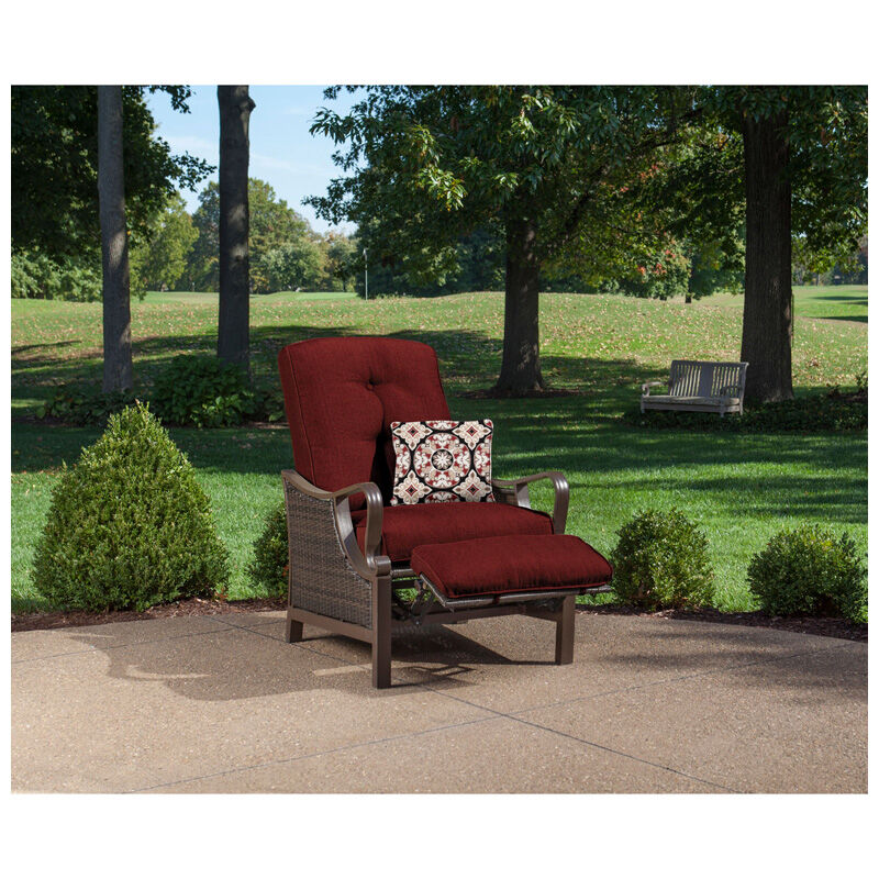 Hanover Ventura Patio Furniture Luxury Recliner - Crimson Red, , hires