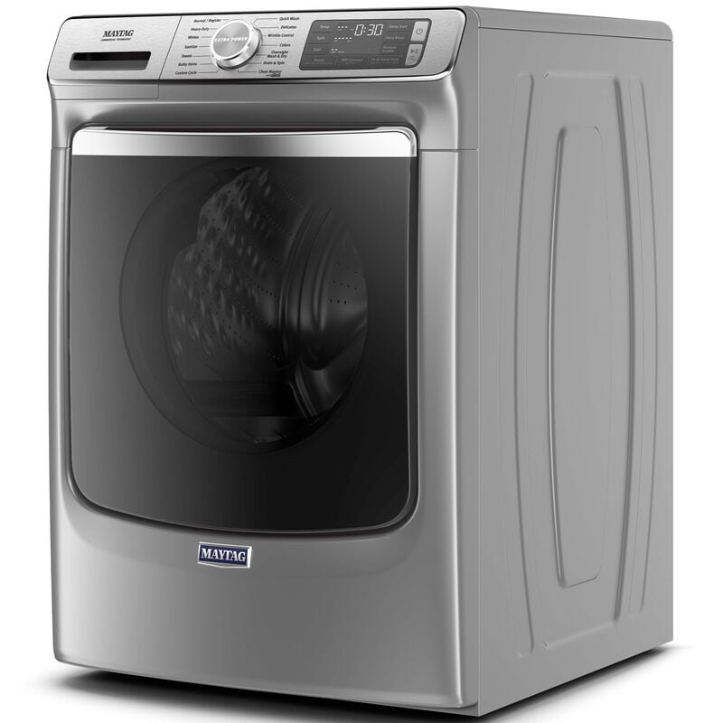 Maytag 27 in. 5.0 cu. ft. Smart Stackable Front Load Washer with Extra Power, 24-Hr Fresh Hold Option, Sanitize & Steam Wash Cycle - Metallic Slate, Metallic Slate, hires