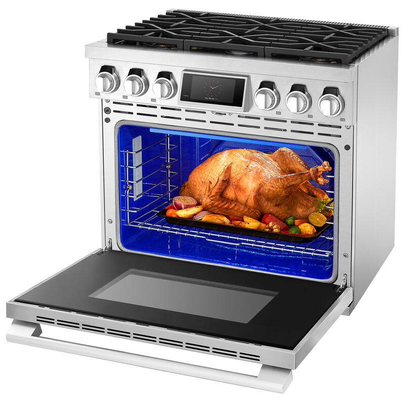 SKS 36 in. 6.3 cu. ft. Smart Standard Convection Gas Range with 6 Sealed Burners - Stainless Steel, , hires