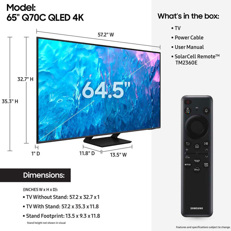 SAMSUNG 55-Inch Class QLED Q70A Series - 4K UHD Quantum HDR Smart TV with  Alexa Built-in (QN55Q70AAFXZA)