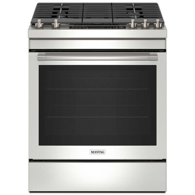 Maytag 30 in. 5.8 cu. ft. Air Fry True European Convection Slide-In Gas Range with 5 Sealed Burners - Fingerprint Resistant Stainless | MGS8800PZ