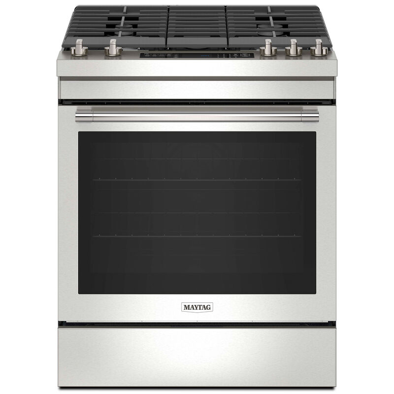 Maytag 30-in 5 Burners 5-cu ft Self-cleaning Air Fry Freestanding Natural Gas  Range (Fingerprint Resistant Stainless Steel) in the Single Oven Gas Ranges  department at