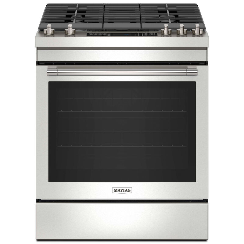 Maytag 30 in. 5.8 cu. ft. Air Fry True European Convection Slide-In Gas Range with 5 Sealed Burners - Fingerprint Resistant Stainless, , hires