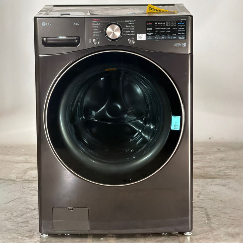LG 27 in. 4.5 cu. ft. Smart Stackable Front Load Washer with Sanitize & Steam Wash Cycle - Black Steel (Open Box Excellent Condition), , hires