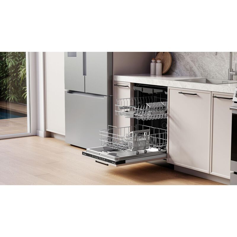 Bosch 300 Series 24 in. Top Control Flush-Mount Smart Dishwasher with 46 dBa Sound Level, 3rd-Rack & PureDry - Custom Panel Ready, , hires