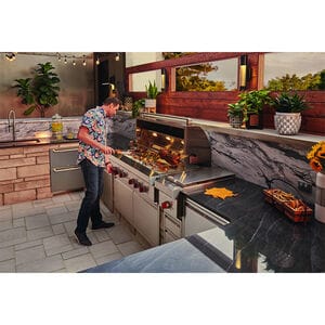 Wolf 42 in. 4-Burner Built-In Natural Gas Grill with Rotisserie, Sear Burner & Smoker Box - Stainless Steel, , hires