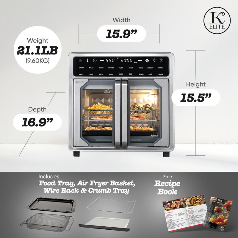 Kitchen Elite 16QT French Door Toaster Oven with Air Fryer, , hires