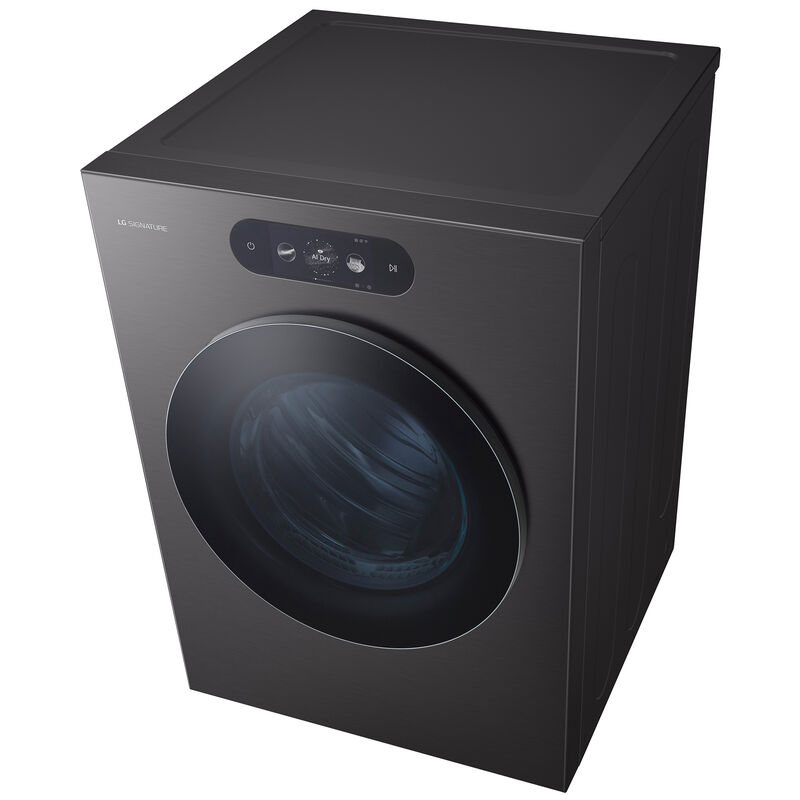 LG Signature 29 in. 9.0 cu. ft. Smart Stackable Gas Dryer with Built-In Intelligence, TurboSteam, AI Sensor Dry & Sanitize Cycle - Brushed Black Steel, , hires