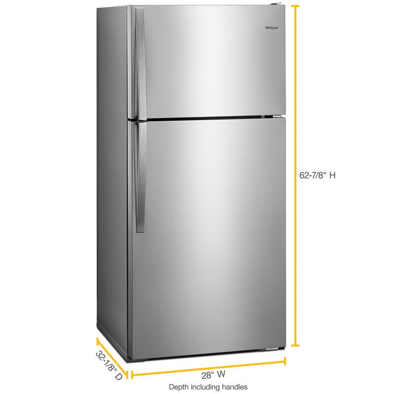 Whirlpool 28 in. 14.3 cu. ft. Top Freezer Refrigerator - Monochromatic Stainless Steel, Monochromatic Stainless Steel, hires