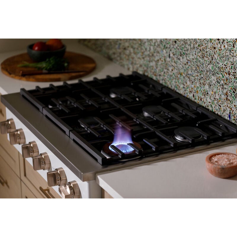 Cafe 36 in. 6-Burner Natural Gas Rangetop with Simmer Burner & Power Burner - Matte White, Matte White, hires