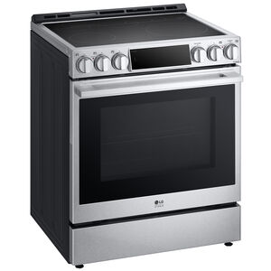 LG Studio 30 in. 6.3 cu. ft. Smart Air Fry True European Convection Slide-In Electric Range with 5 Induction Burners - Stainless Steel, , hires