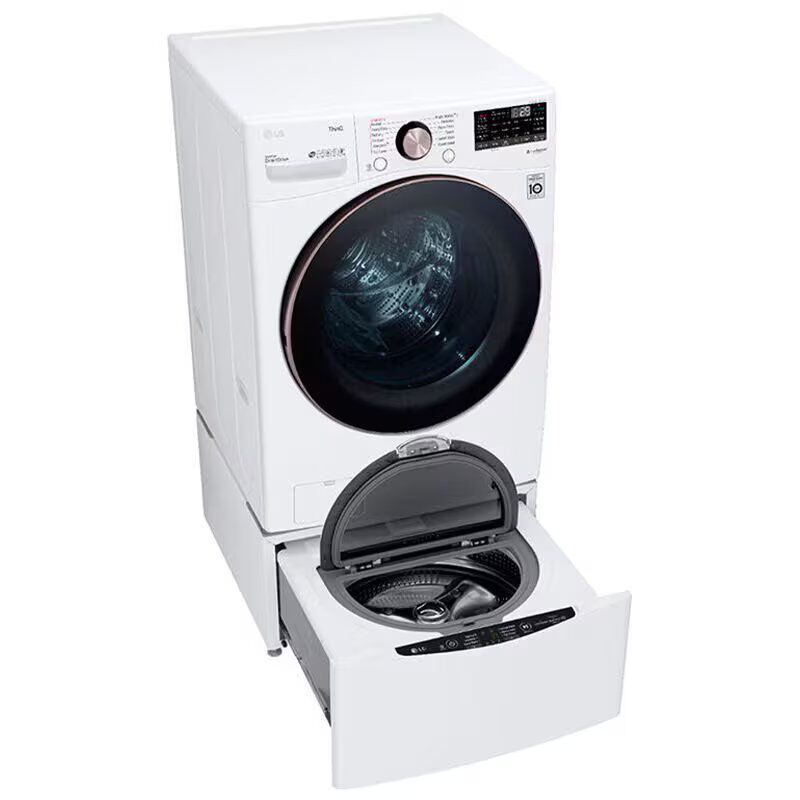 LG 27 in. 4.5 cu. ft. Smart Stackable Front Load Washer with TurboWash 360, Sanitize & Steam Wash Cycle - White, White, hires