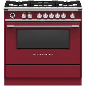 Fisher & Paykel Series 9 Classic 36 in. 4.9 cu. ft. True European Convection Dual Fuel Range with 5 Sealed Burners - Red, , hires