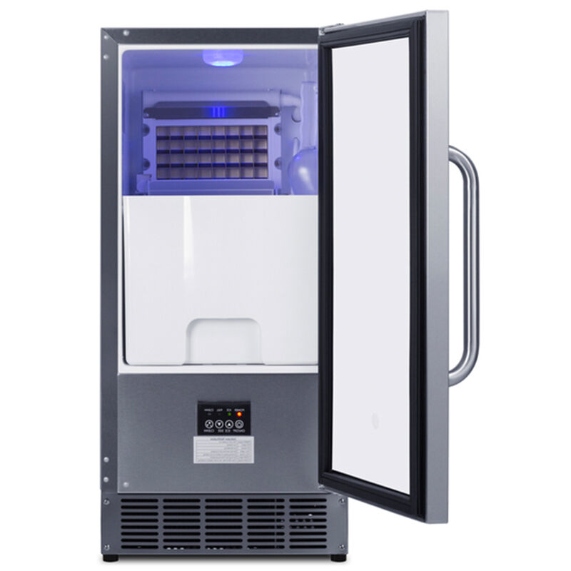 Summit 15 in. Built-In Undercounter Commercial-Use Ice Maker with 25 lb. Ice Storage, Auto-Defrost & Digital Control - Stainless Steel, , hires