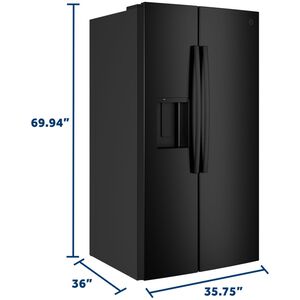 GE 36 in. 27.9 cu. ft. Side-by-Side Refrigerator with Ice & Water Dispenser - Black, , hires