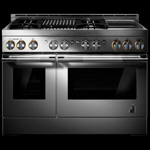 JennAir Rise Series 48 in. 6.3 cu. ft. Smart True European Convection Double Oven Gas Range with 4 Sealed Burners, Grill & Griddle - Stainless Steel, , hires