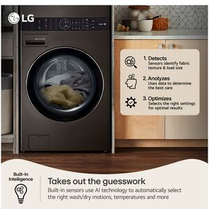 LG 27 in. WashTower with 4.5 cu. ft. Washer with 10 Wash Programs & 7.4 cu. ft. Electric Dryer with 9 Dryer Programs, Sensor Dry & Wrinkle Care - Black Steel, Black Steel, hires