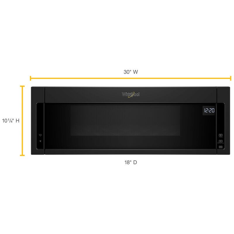 Whirlpool 30 in. 1.1 cu. ft. 1000W Low Profile Over-the-Range Microwave with 400 CFM - Black, Black, hires