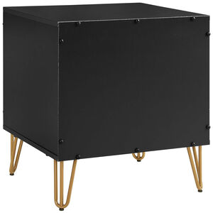 Manhattan Comfort DUMBO 2.0 Modern Nightstand with 2 Drawer & Metal Feet - Black, Black, hires