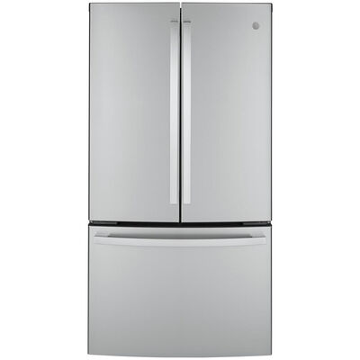 GE 36 in. 23.1 cu. ft. Counter Depth French Door Refrigerator - Fingerprint Resistant Stainless | GWE23GYNFS