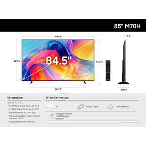 Samsung - 85" Class M70H Mini LED 4K UHD Smart Tizen TV, , hires