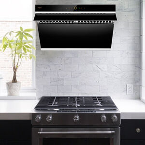 Fotile Slant Vent Series 30 in. Side Vent Range Hood with 4 Speed Settings, 1000 CFM, Ducted Venting & 2 LED Lights - Onyx Black, , hires