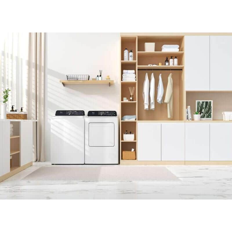 Midea 27 in. 7.0 cu. ft. Smart Electric Dryer with Sensor Dry & Sanitize Cycle - White, White, hires