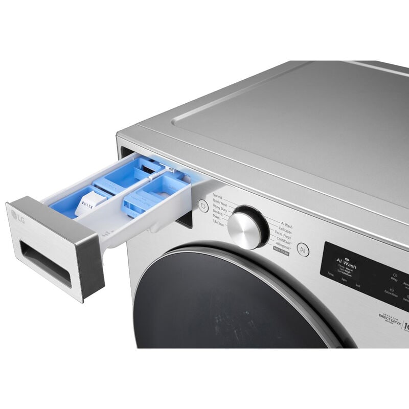 LG 27 in. 5.0 cu. ft. Smart Stackable Front Load Washer with TurboWash 360, AI DD Built-In Intelligence, Sanitize & Steam Cycle - Graphite Steel, , hires