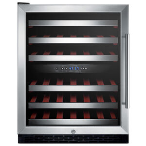 Summit 24 in. Undercounter Wine Cooler with Wood Racks, Dual Temperature Zones & 46-Bottle Capacity - Stainless Steel, , hires