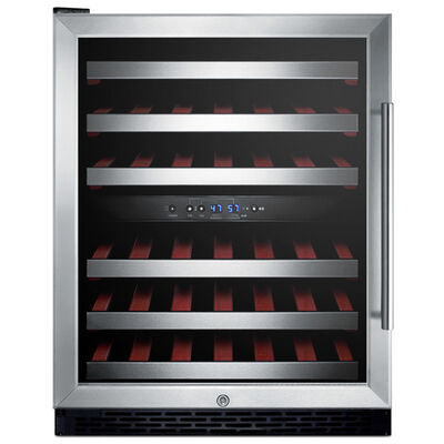 Summit 24 in. Undercounter Wine Cooler with Wood Racks, Dual Temperature Zones & 46-Bottle Capacity - Stainless Steel | SWC530BBISTL