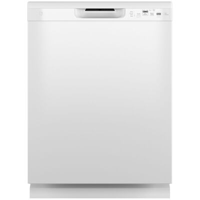 GE 24 in. Built-In Dishwasher with Front Control, 55 dBA Sound Level, 14 Place Settings, 4 Wash Cycles & Sanitize Cycle - White | GDF535PGRWW