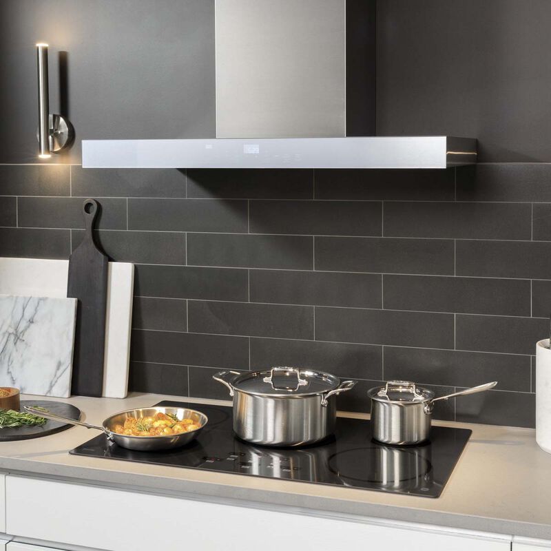 GE 36 in. Chimney Style Range Hood with 4 Speed Settings, Convertible Venting & 3 LED Lights - Stainless Steel, , hires