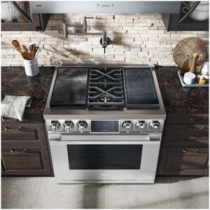 SKS 36 in. 6.3 cu. ft. Smart Standard Convection Steam Dual Fuel Range with 2 Sealed & 2 Induction Burners - Stainless Steel, , hires